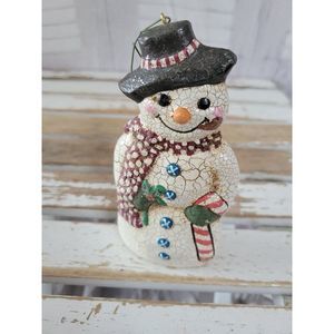 Crackle snowman candy‎ cane large ornament Xmas sparkle tree